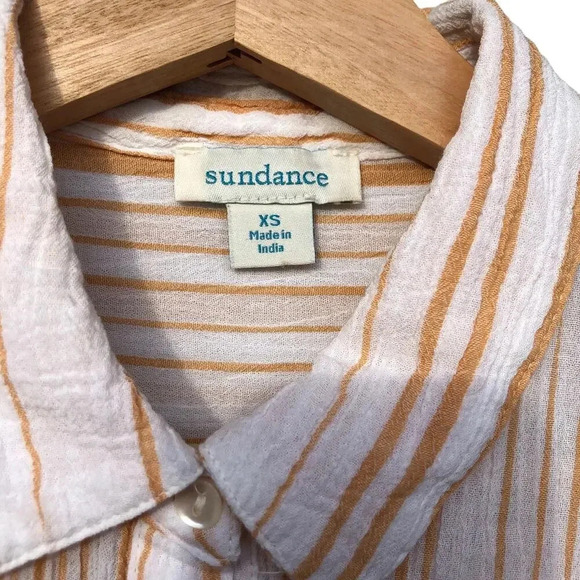 Sundance Catalog Women's Create Beauty Cream Striped Button Up Shirt Size XS - Picture 4 of 6